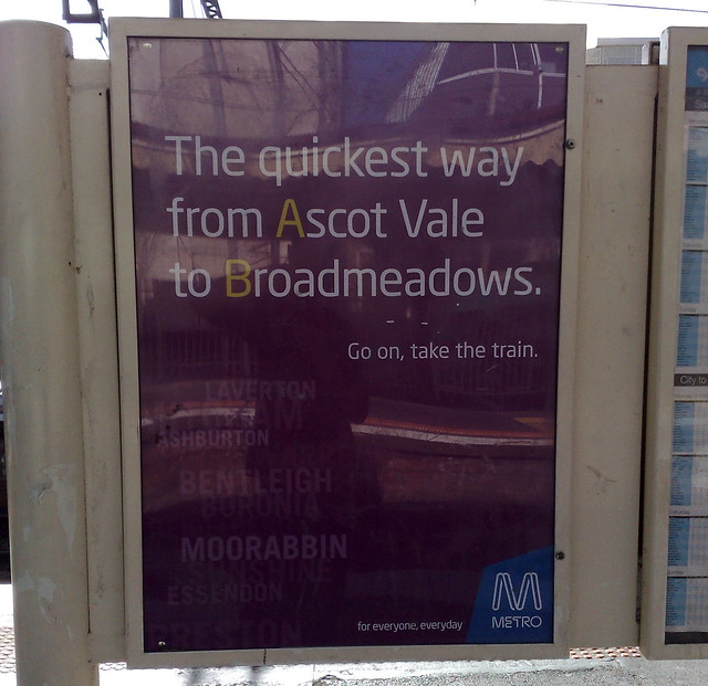 Metro: the quickest way from Ascot Vale to Broadmeadows (December 2009)