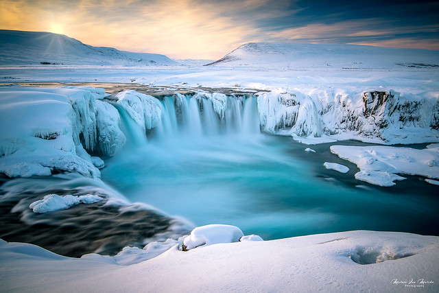 Goðafoss, waterfall of the gods, Northern Iceland