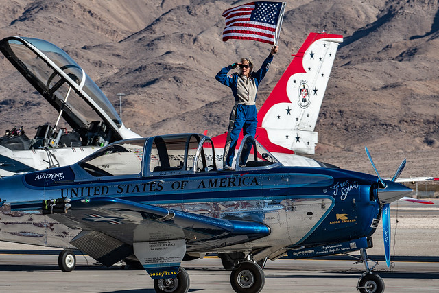 Julie Clark Flies the Stars and Stripes after her final display