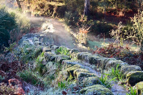 galicia spain waterscape water wall rural culturalheritage winterlight sun frozen walking stones landscape irrigation