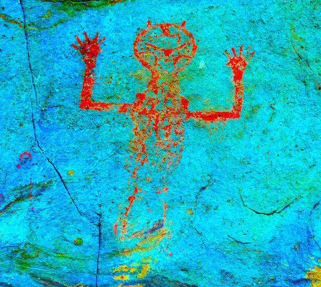D-Stretch figure pictograph, Asphalt Rock Pictograph Site