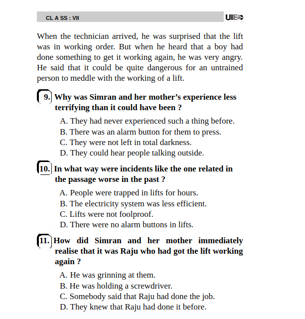 UIEO Sample Paper for Class 7
