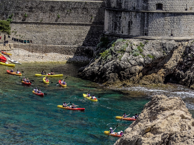 Boating sports in the midst of Dubrovnik where many scenes of the Game of Thrones were shot.