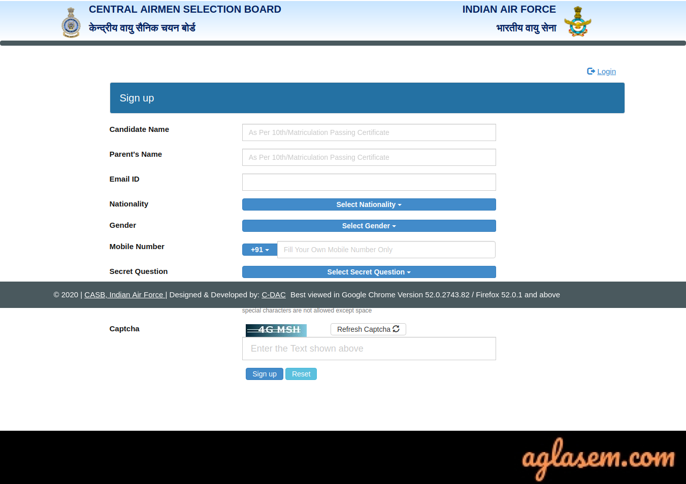 Indian Air Force Airmen 2021  Application Form 01/2022