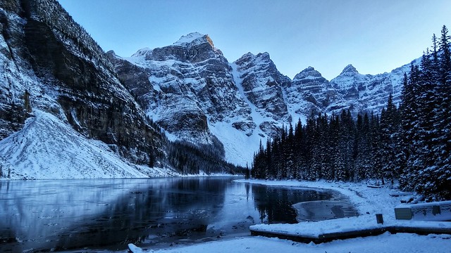 Moraine Lake in the snow