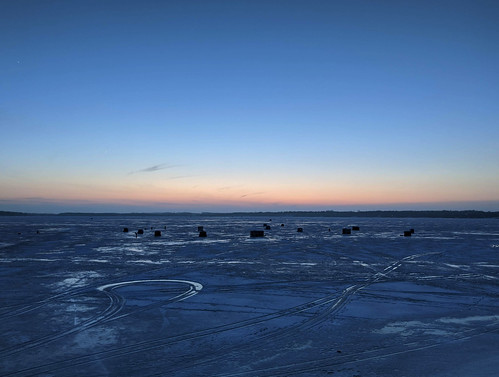 Ice fishing houses on Buffalo Lake | Photo by Courtney Celle… | Flickr