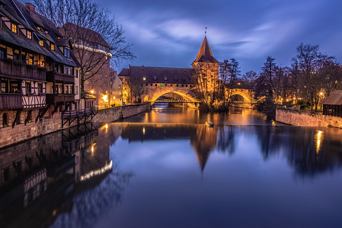 nuremberg germany europe travel landscape city cityscape view reflection reflections water canon 6d tokina 1628mm blue hour long exposure 2019 winter december holidays