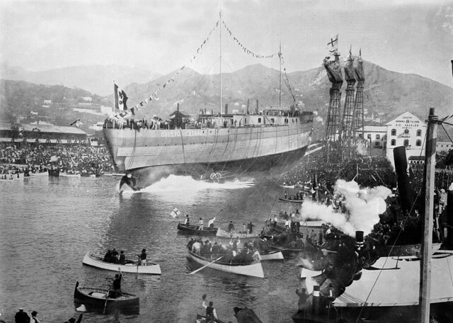 Launch of the Italian battleship Giulio Cesare October 15th  1911.
