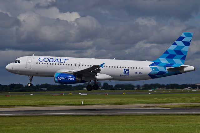 5B-DDC A320 Cobalt arriving DUB runway 28 from LCA. July 2017.