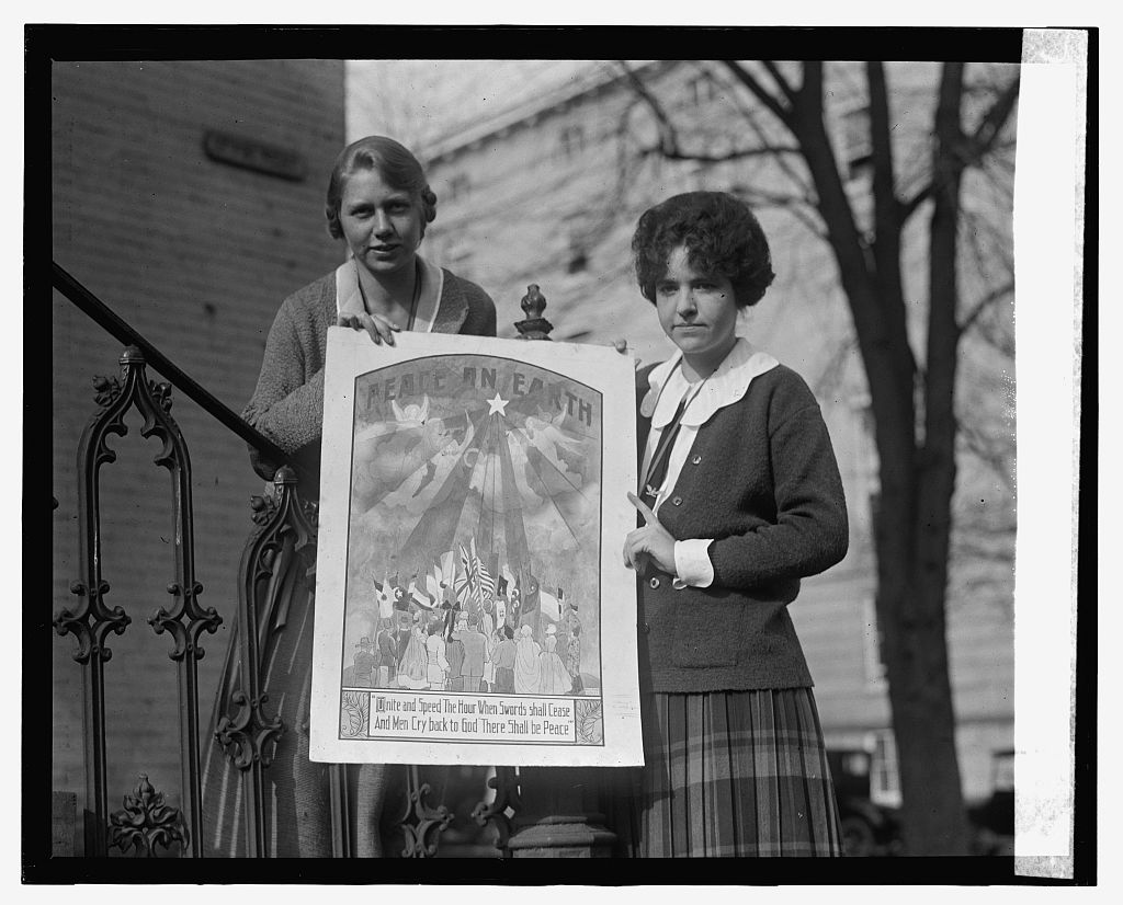 Identified! [Two women hold a poster for the National Council for the Prevention of War] (LOC)