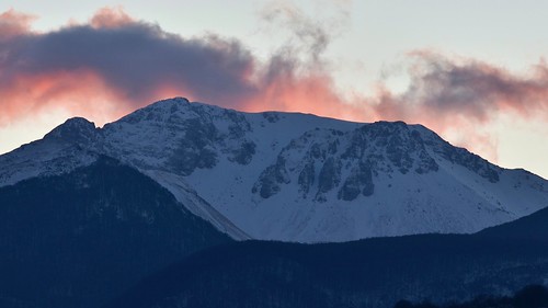 sunset mountain clouds winter snow apennines bluehour