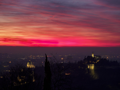 brescia sunset castle dome cityscape colors italy cathedral landscape