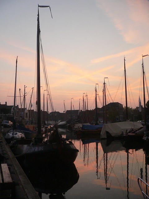 old fishingboats at sundown
