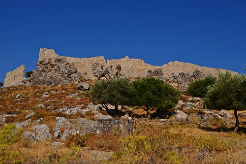 ruins castle archangelos rhodes greece architecture history wall hill landscape cloudless