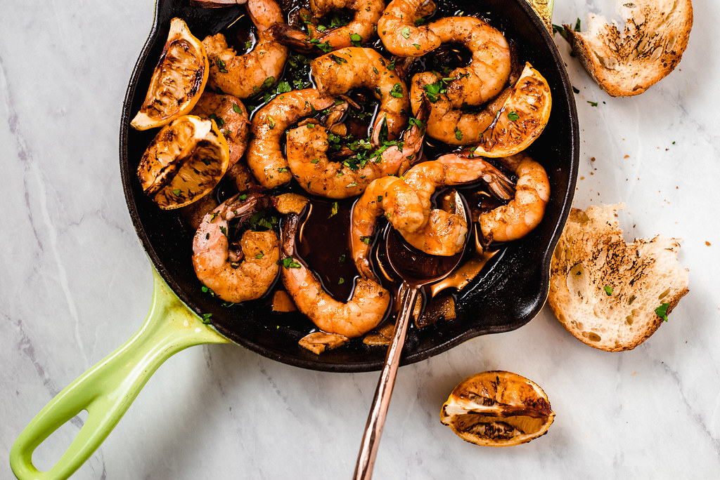 Inspired by the popular tapa, Spanish garlic shrimp, also called Gambas al Ajillo has sweet shrimp sauteed with fruity olive oil, smoky paprika and lots of garlic!