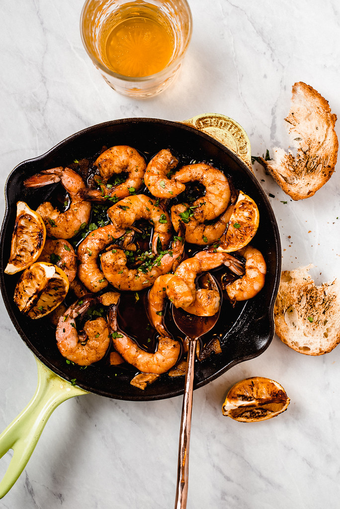 Inspired by the popular tapa, Spanish garlic shrimp, also called Gambas al Ajillo has sweet shrimp sauteed with fruity olive oil, smoky paprika and lots of garlic!