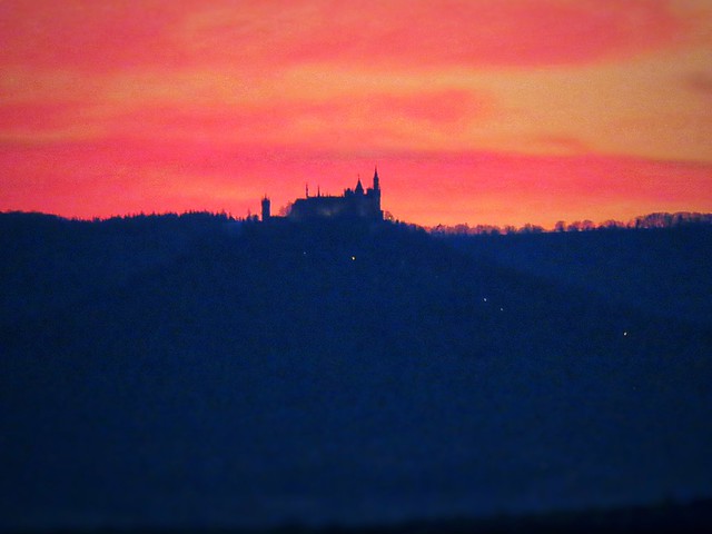 2020-01-09_05-42-12 pm sunset after glowing Nightmode 24 km beeline Tübingen to Castle Hohenzollern