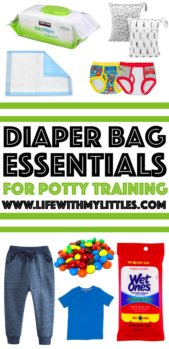 Leaving the house when you're potty training can be scary, but it doesn't have to be when you're prepared! Make sure have these diaper bag essentials for potty training packed, and you won't worry about accidents on-the-go anymore!