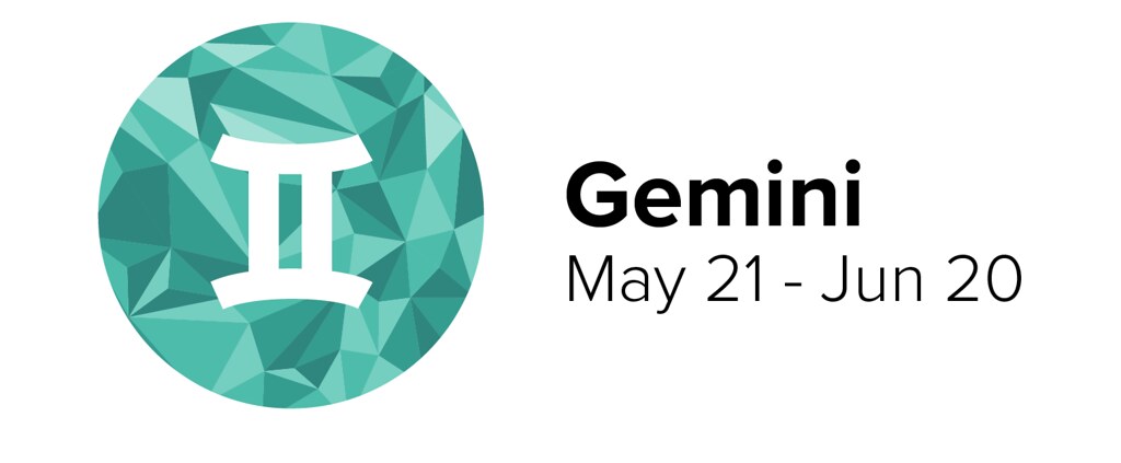 Gemini Zodiac Sign with Green Background and Dates