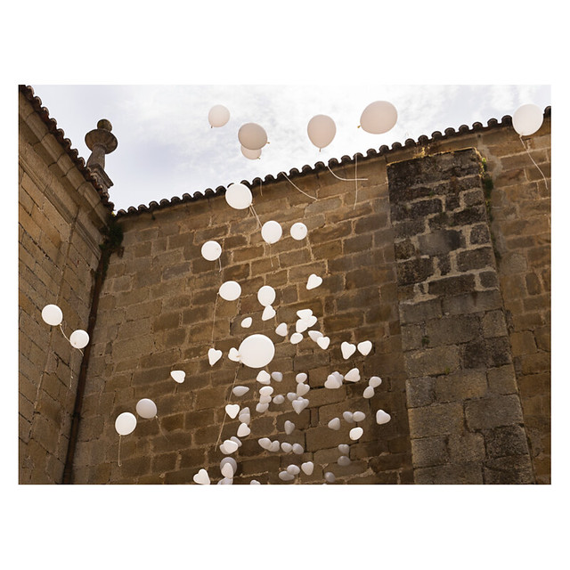 Soaring balloons at a wedding, Caceres, Extremadura