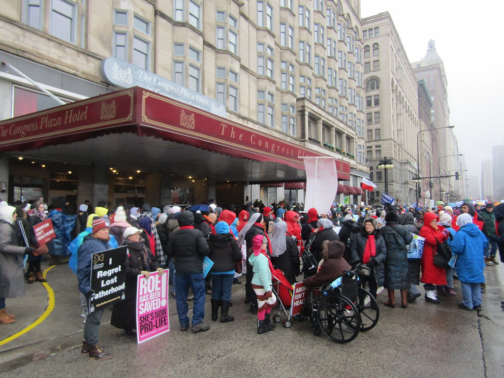 Rally at Congress Hotel entrance