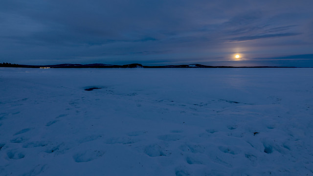 Moonrise over Lake Inari
