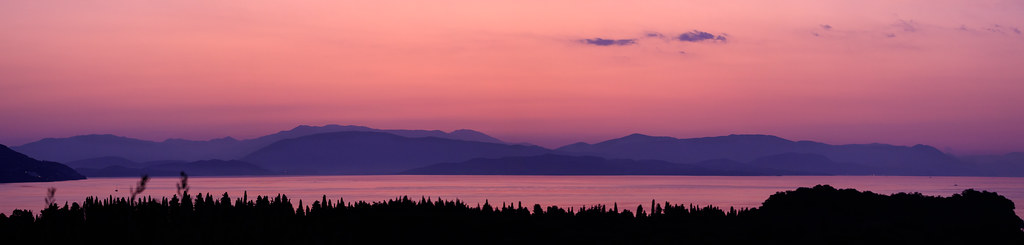 Corfu Sunrise showing Albania in the horizon