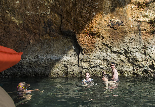Malta Gozo Dwejra Blue Hole and swimmers