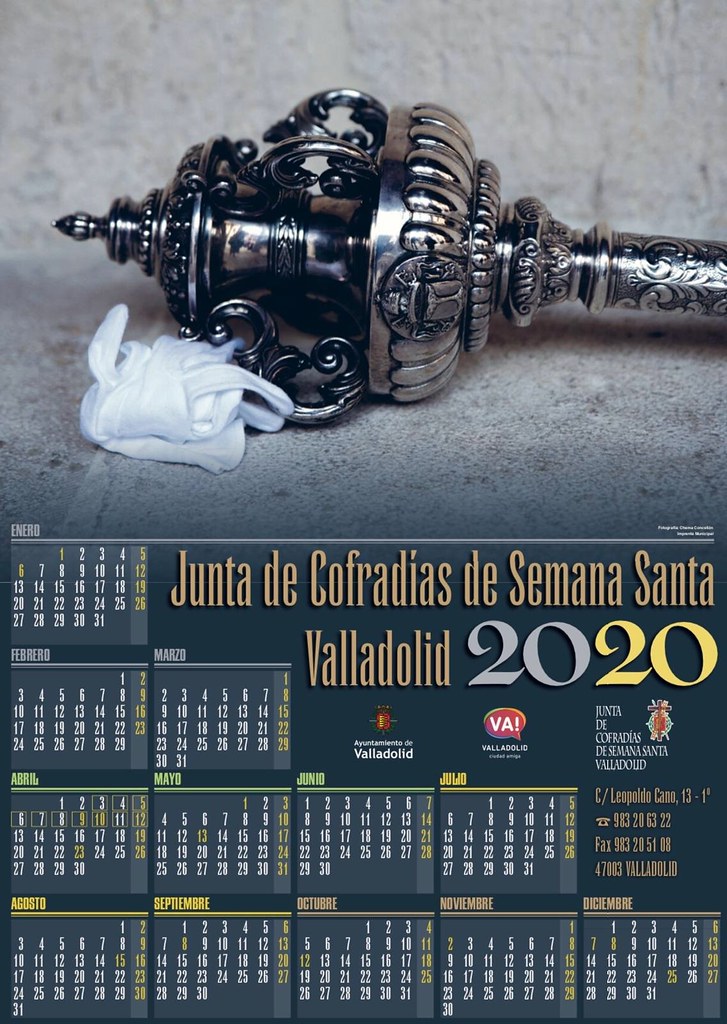 Calendario 2020 Junta de Cofradías de Semana Santa de Valladolid