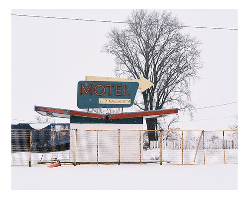 motel sign decay winter snow landscape monteregie quebec canda sainthilaire canada
