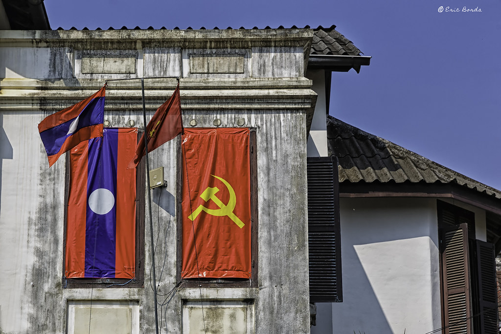Flags, hammer and sickle