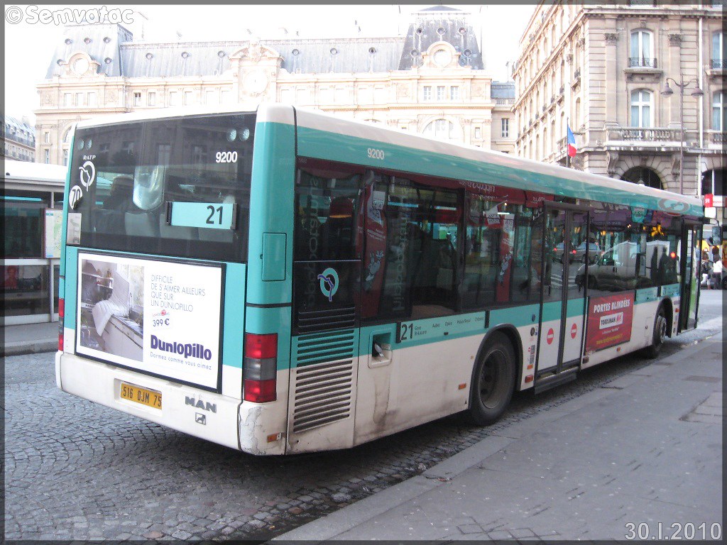 Man NL 223 – RATP (Régie Autonome des Transports Parisiens) / STIF (Syndicat des Transports d'Île-de-France) n°9200
