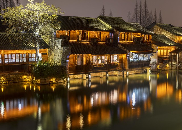 Night Reflections in Wuzhen Xizha Water Town