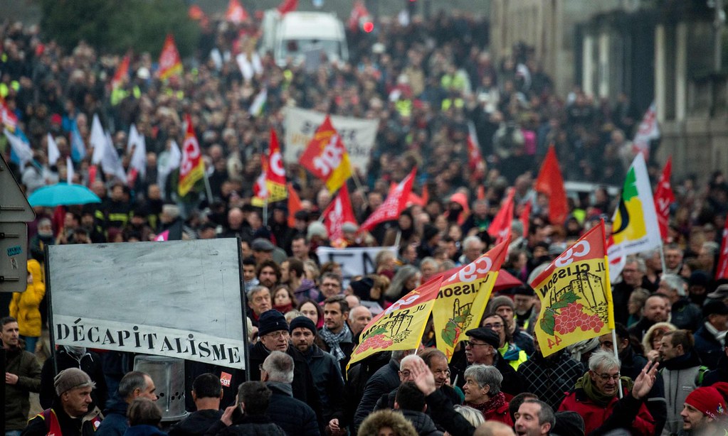 馬克宏的年金改革引發法國大罷工。（圖片來源：Loïc Venance/AFP via Getty Images）