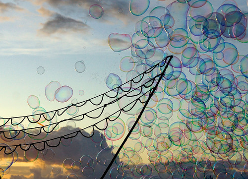 sky bubbles clouds street net soap sonyalpha77 sapone tramonto sunset balls flying