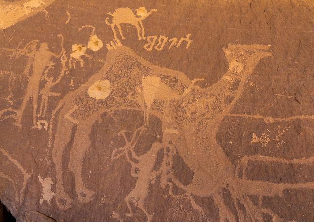petroglyphs-on-a-rock-depicting-camel-with-bullet-holes-najran
