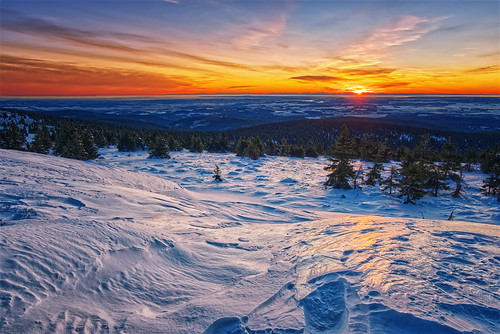 landscape morning sunrise jesneniky snow