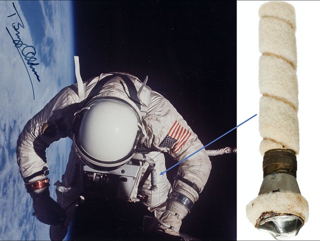 Buzz Aldrin's EVA flashlight used on his first space walk, back in the heavy-velcro era