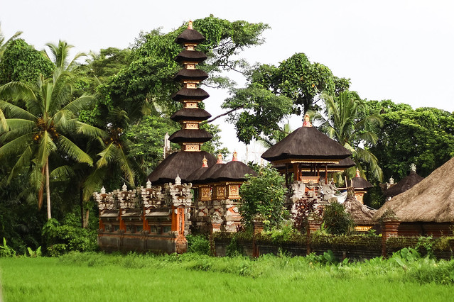 A small Balinese temple among lush greenery