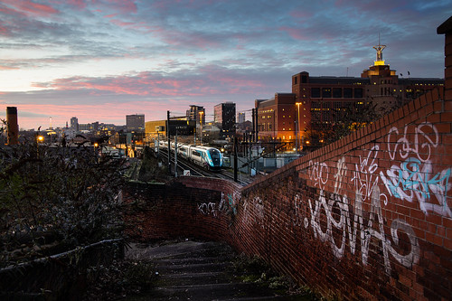 802210 leeds sunset dusk red sky transpennine railway nova marsh lane east january