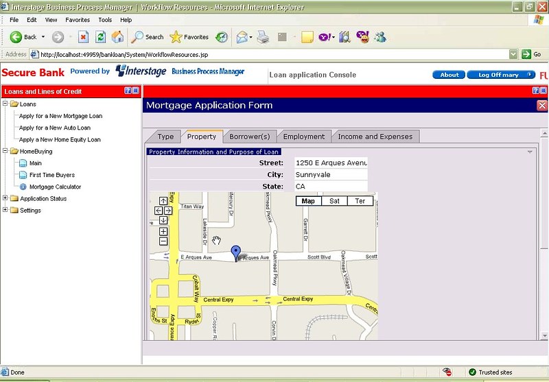 Interstage custom app with form, Google map