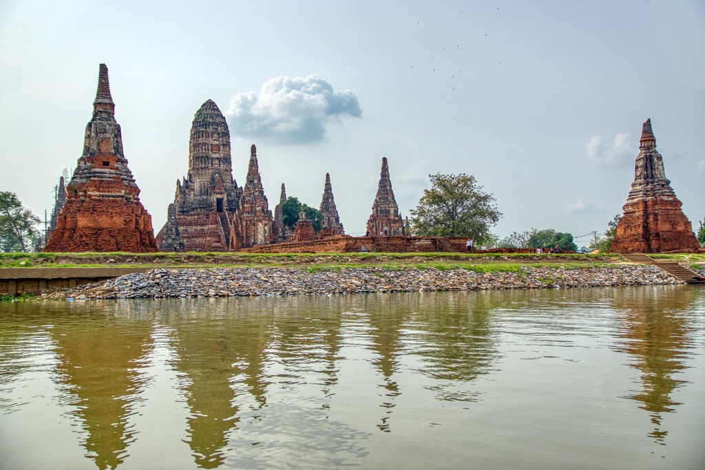 Wat Chai Watthanaram by the Chao Phraya river in Ayutthaya, Thailand