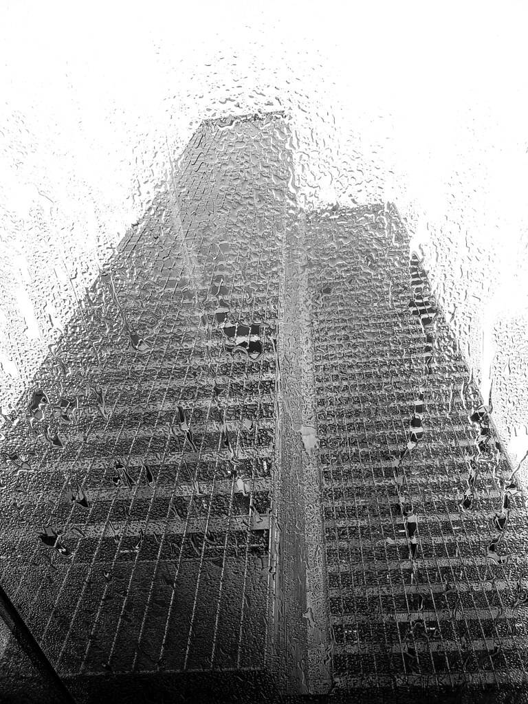 Skyscraper Through Rain soaked Skylight