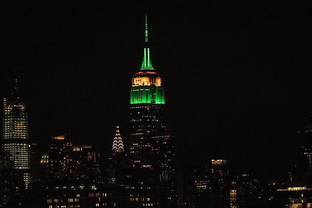 The Empire State Building is lit green and gold in honor of Australia Day (1/26/2020).