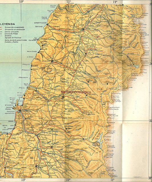 Las vías Férreas y sus ramales en 1949  desde el Ramal  Curicó a Licanten por el norte hasta Los sauces y Collipulli por el sur