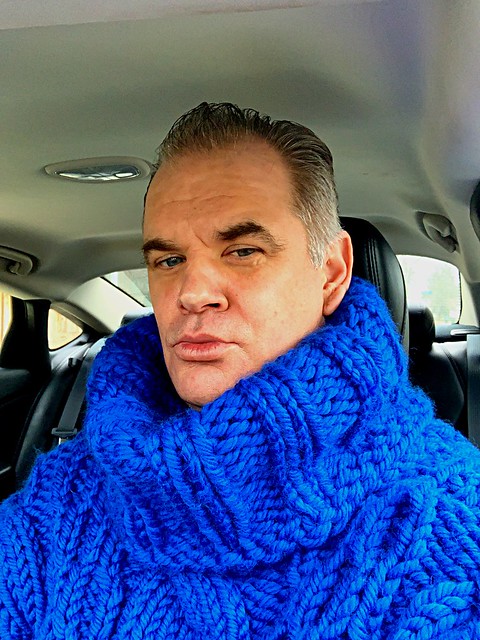 Royal Blue Turtleneck Selfie While Heading To Work
