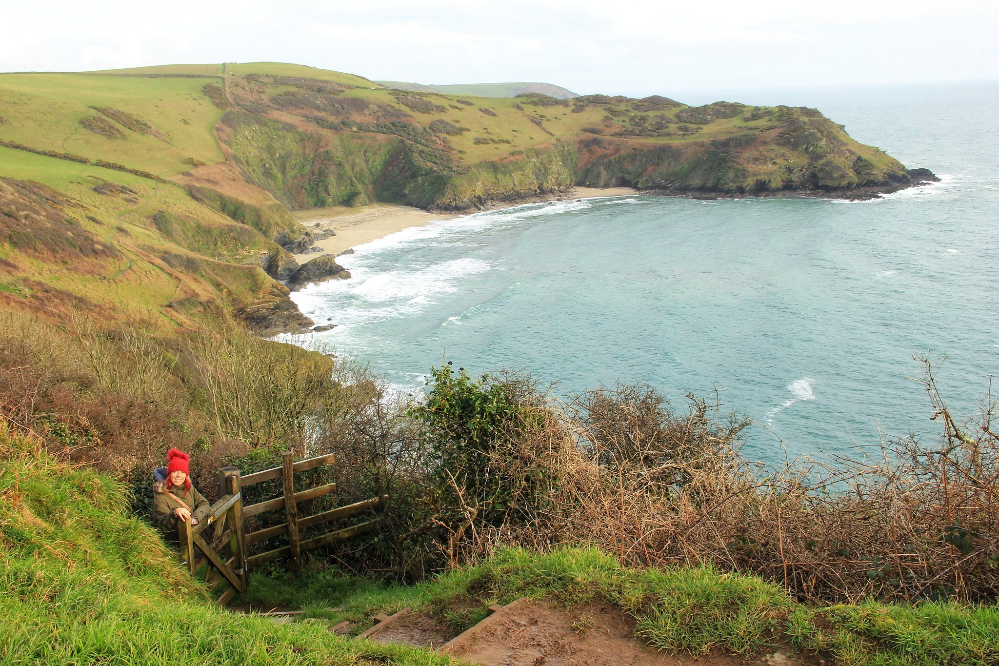Me on South West Coast Path down to Lantic Bay, Cornwall