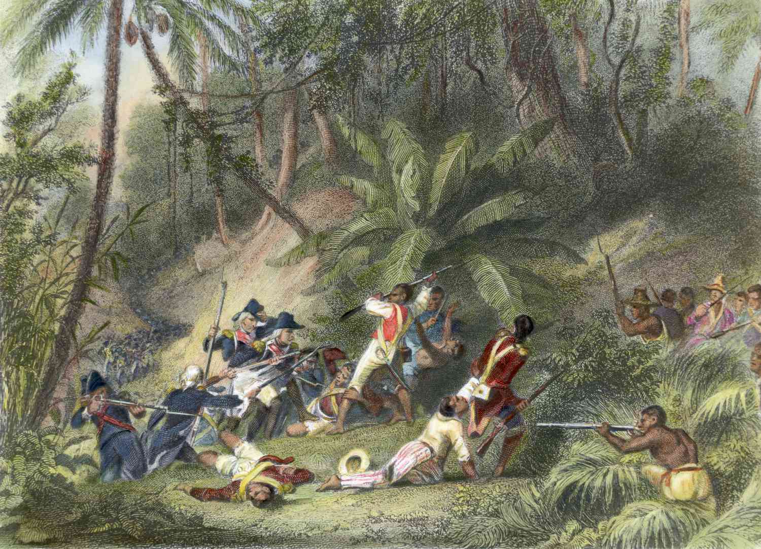Nô lệ nổi dậy chống lại thực dân Pháp ở Haiti.