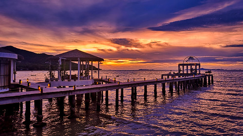 thailand water outdoors sunset sea sky nature beach tranquil scene built structure pier cloud