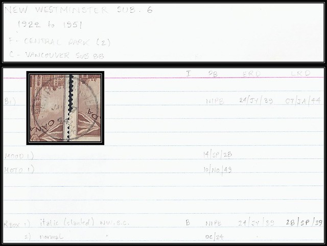 British Columbia / B.C. Postal History - NEW WESTMINSTER SUB POST OFFICE No. 6 - Example of CDS Cancel (B-1) on Stamp & Reference Material (#1)